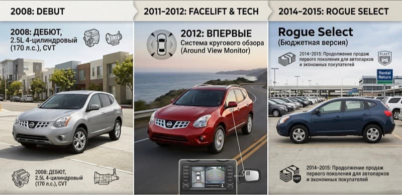 Nissan Rogue: история эволюции 2008–2027